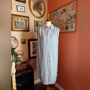 HM Stripe Linen Blend Shirt Dress